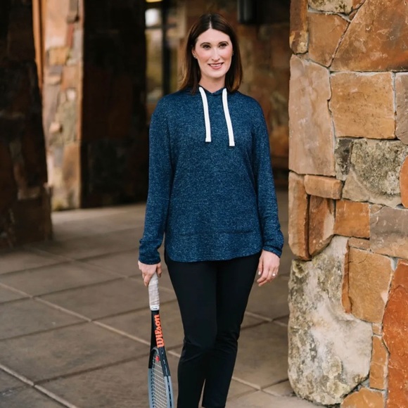 ZYIA Tops Zyia Navy Pocket Boyfriend Hoodie Poshmark